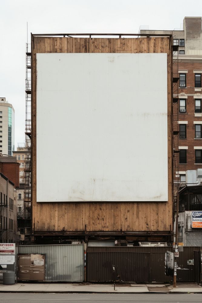 Billboard with buildings nearby advertisement architecture refrigerator.