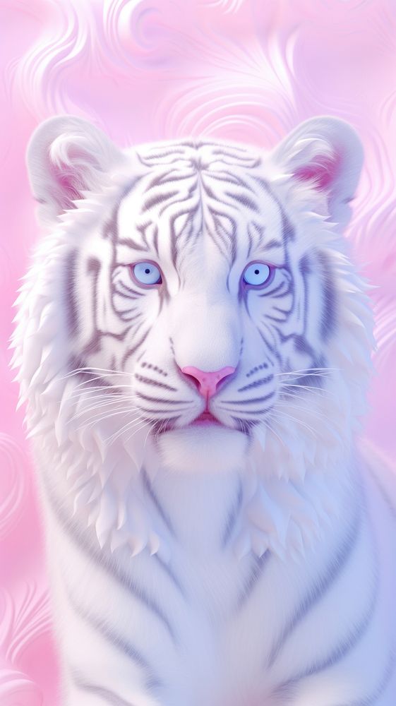 Fluffy pastel white tiger wildlife animal mammal.