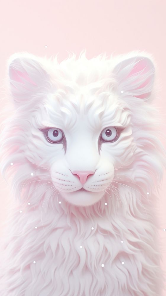 Fluffy pastel white tiger animal mammal pet.