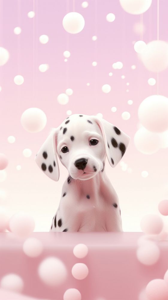 Fluffy pastel dalmatian cartoon animal mammal.