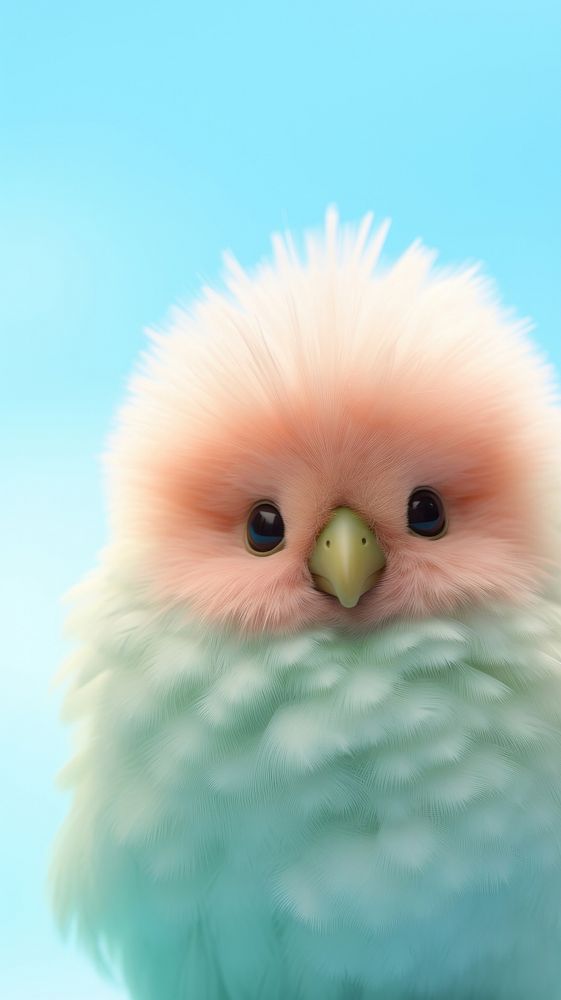 Fluffy pastel kiwi bird animal parrot beak.