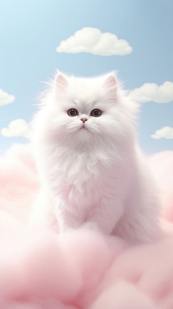 Fluffy pastel persian cat animal mammal kitten.