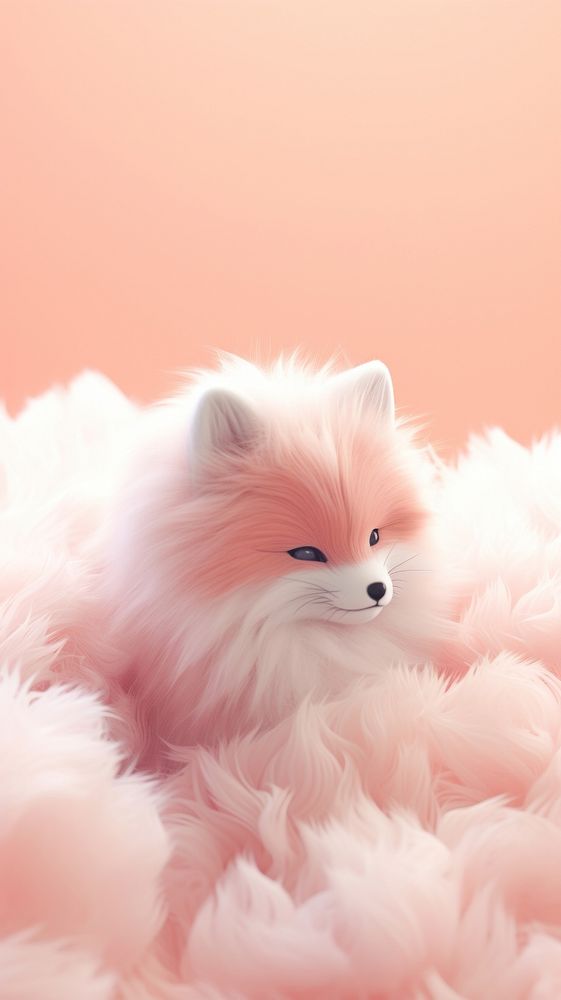 Fluffy pastel red fox mammal animal cute.