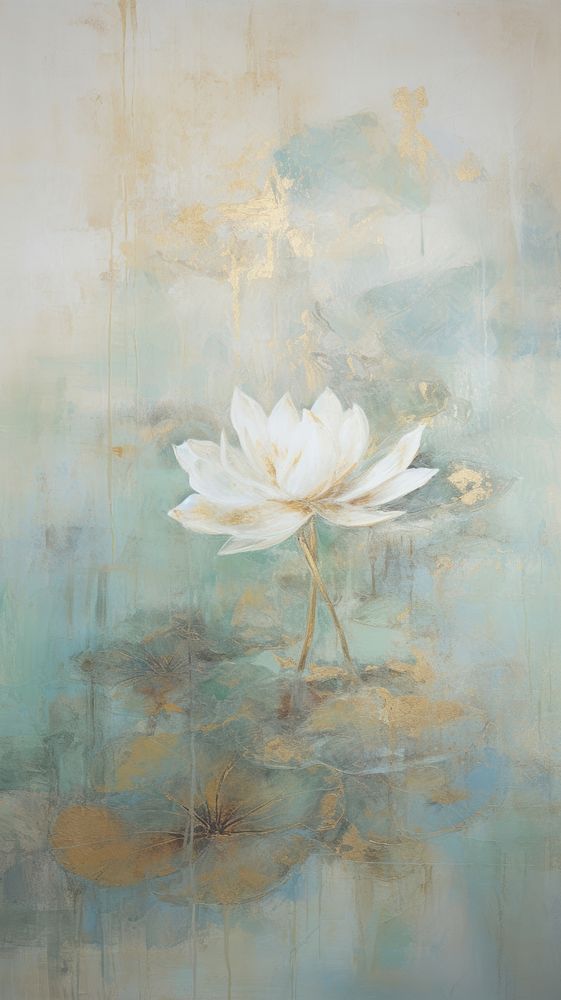 Abstract lotus flower painting canvas plant.