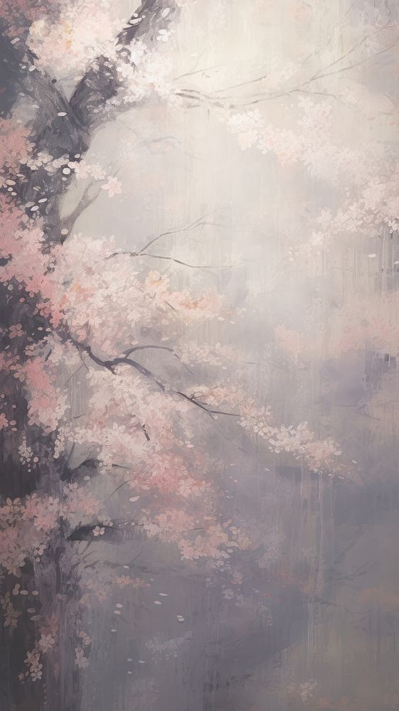 Beautiful cherry blossom sakura garden painting backgrounds outdoors.