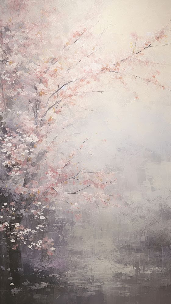 Beautiful cherry blossom sakura garden painting backgrounds flower.