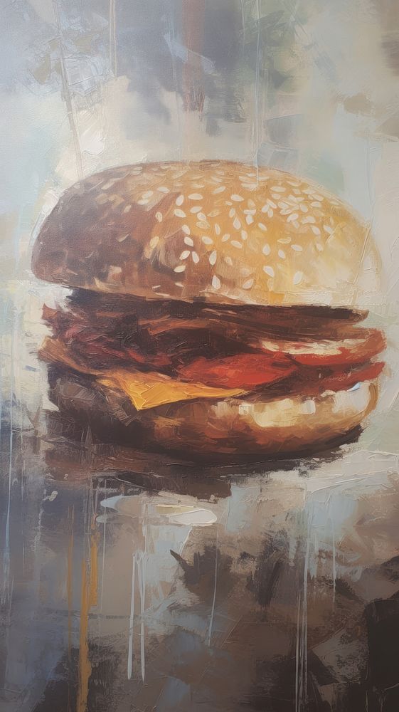 Burger painting burger bread.
