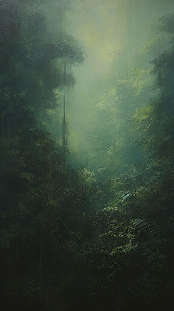 Exotic tropical rainforest jungle forest green fresh landscape backgrounds outdoors woodland.