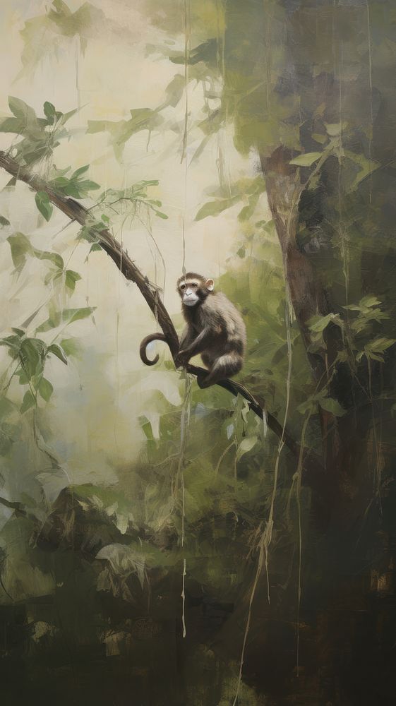 Monkey in depp forest painting monkey wildlife.