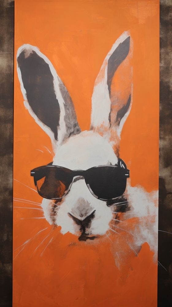 Muscular rabbit with sunglasses painting animal mammal.