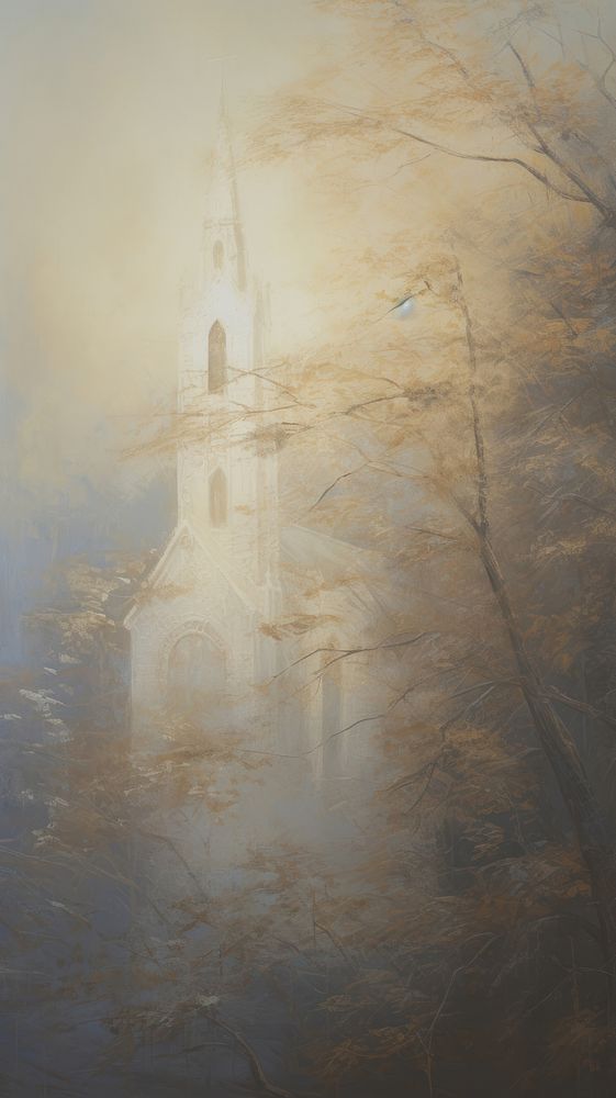 Old church outdoors painting nature.