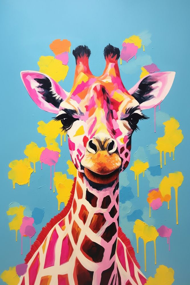 Giraffe art painting animal.