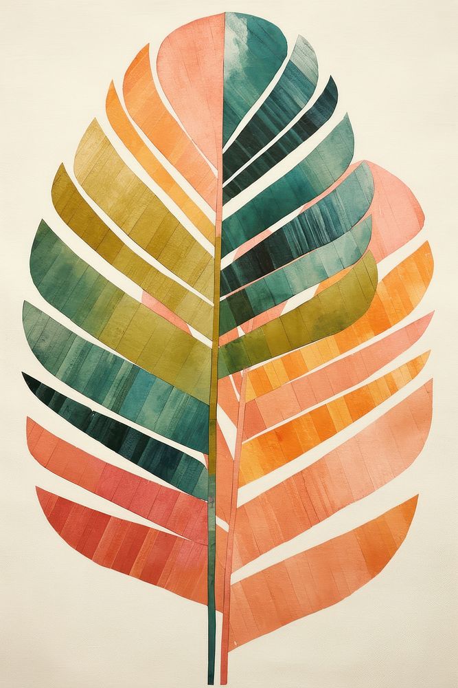 Leaf art painting collage.
