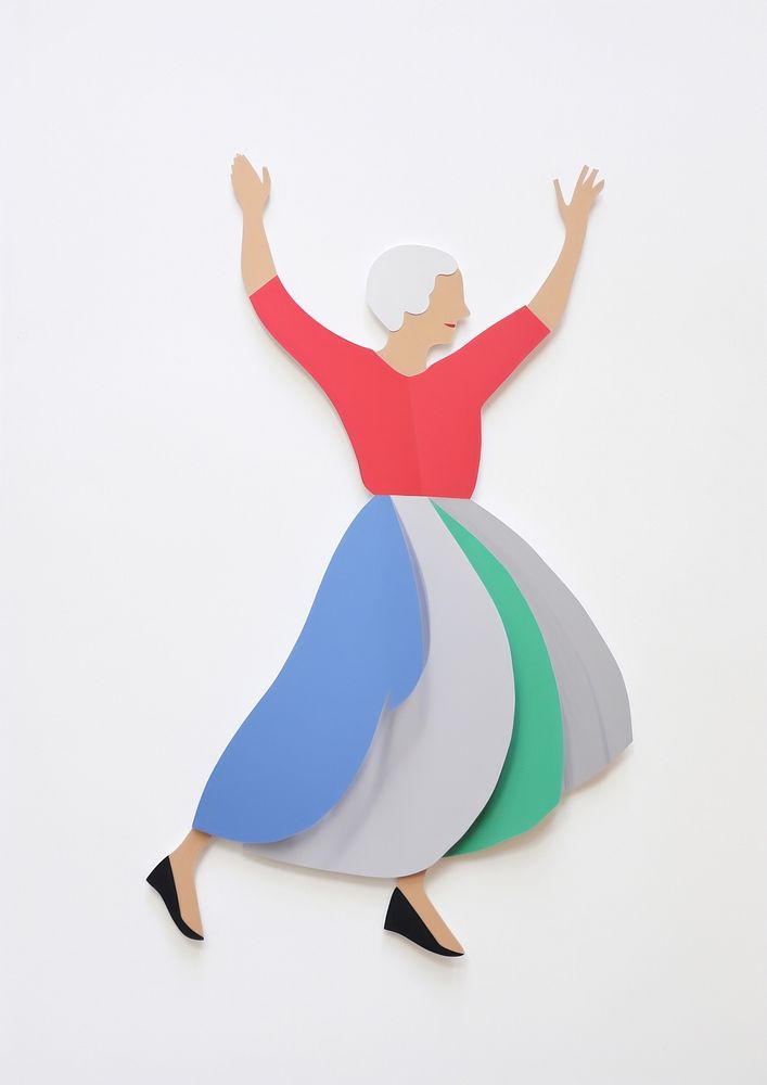 Paper cutout illustration of a elderly dancing art flexibility celebration.