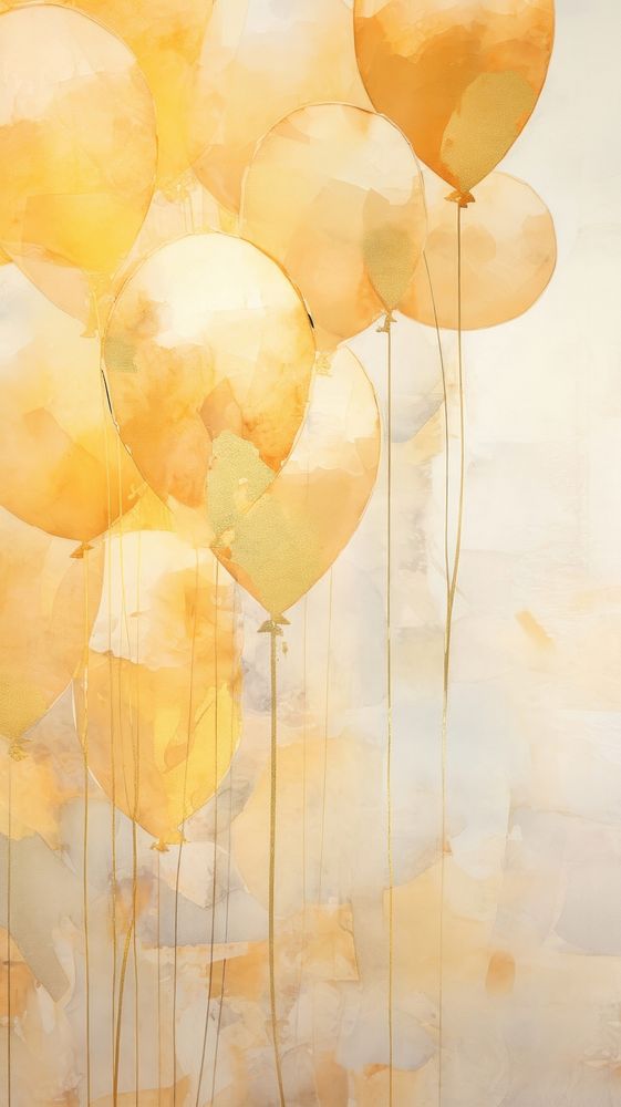 Golden balloons painting abstract backgrounds.