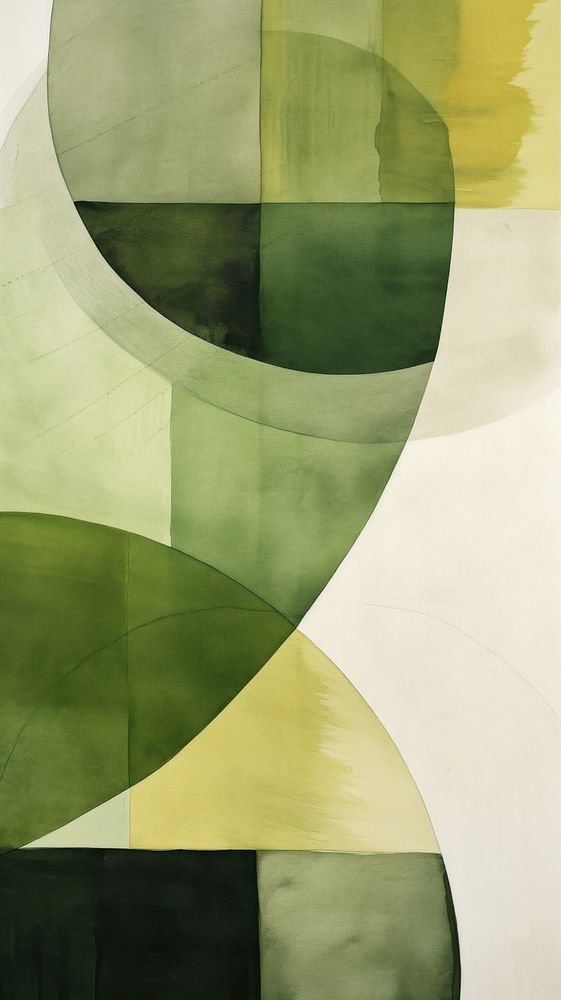 Greenery abstract painting collage.