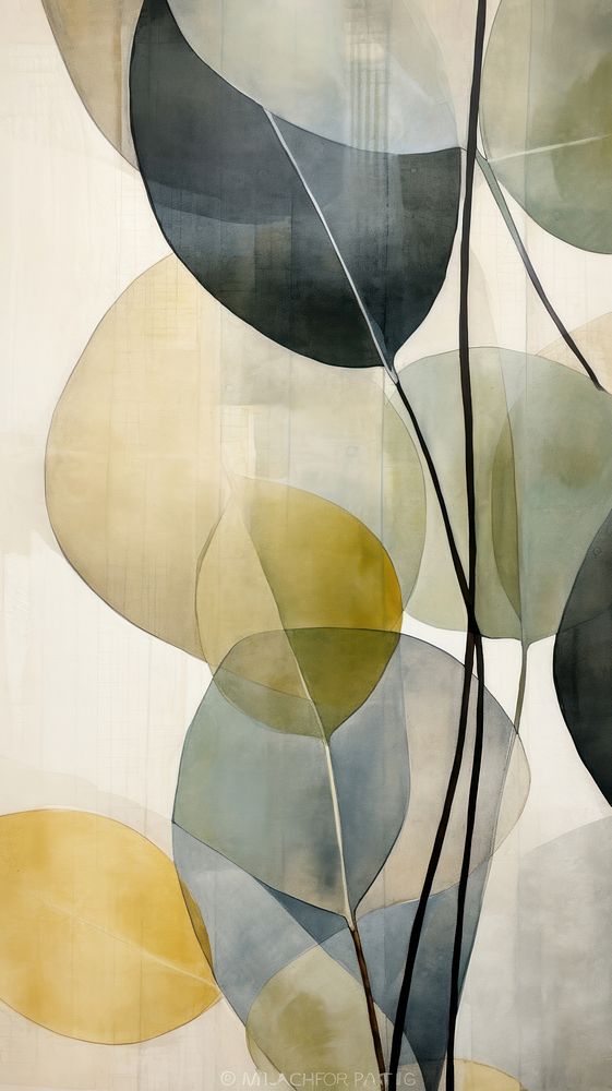Eucalyptus abstract painting art.