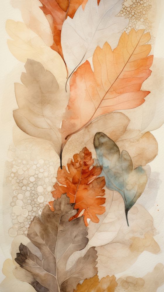 Oak leaves abstract painting plant.