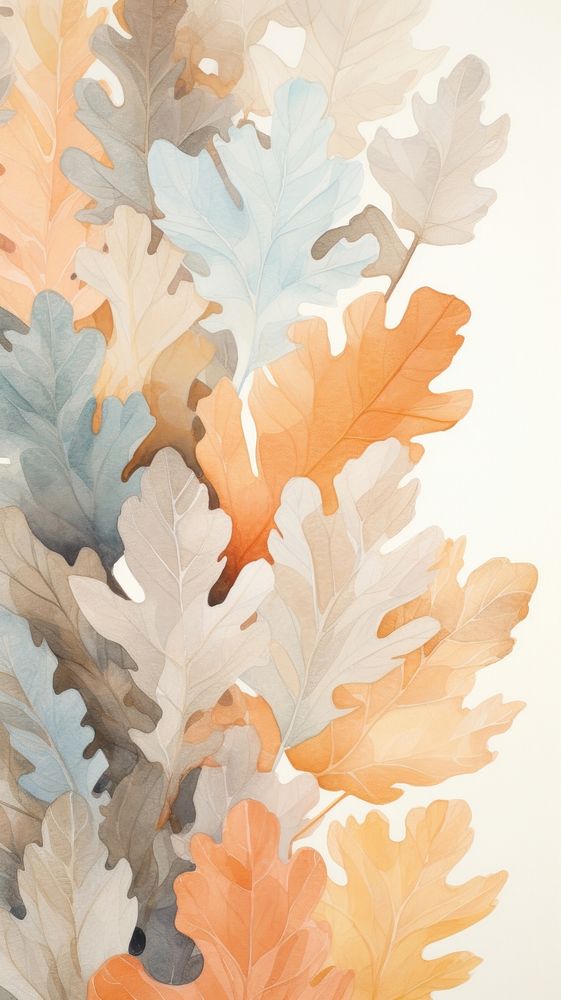 Oak leaves abstract painting plant.