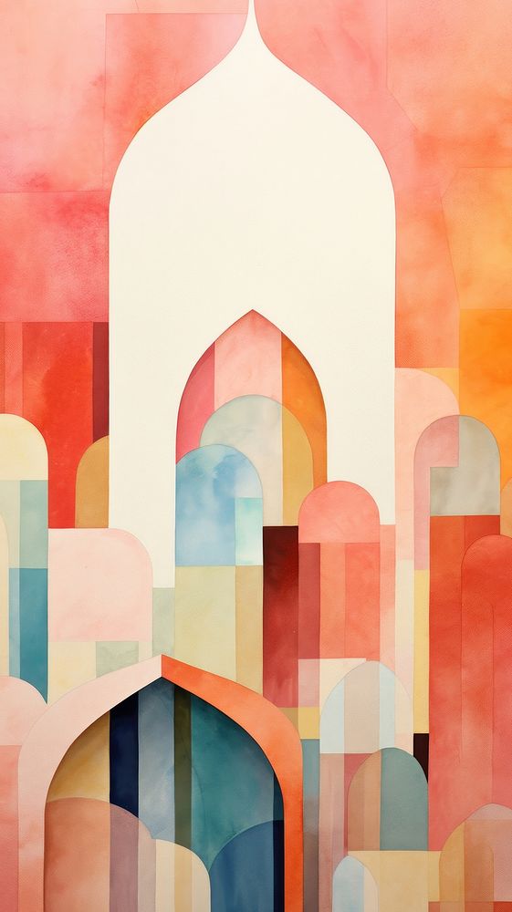 Mosque architecture abstract painting.