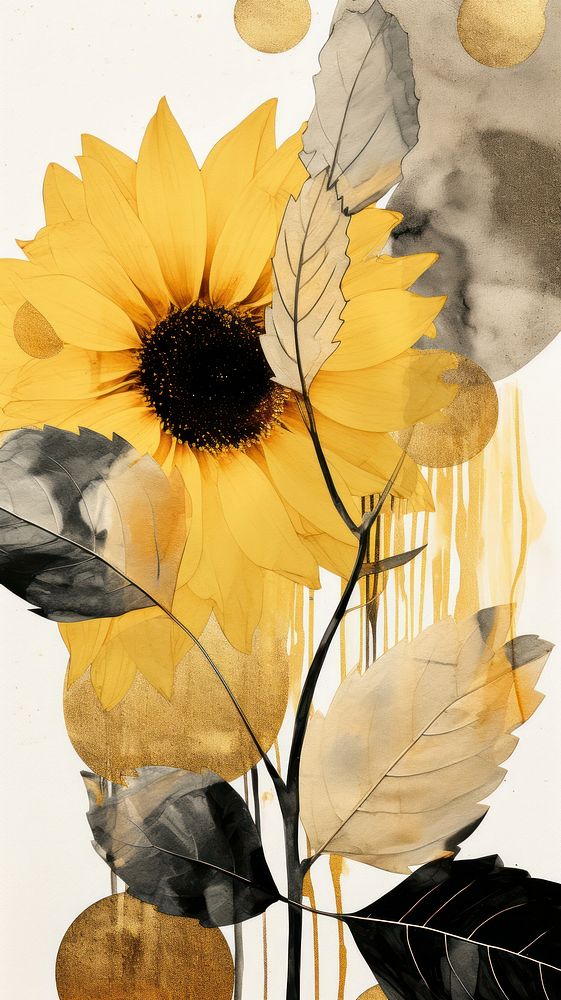 Sunflowers painting plant art.
