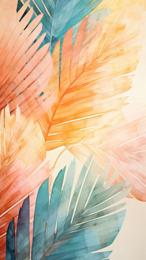 Palm tree leaves abstract painting plant.