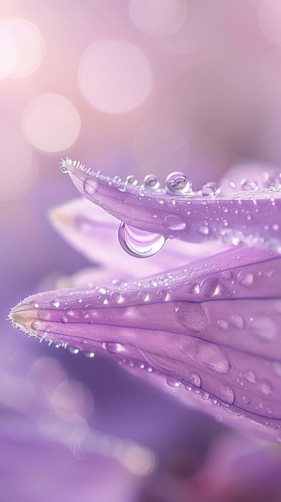 Water droplet on bellflower outdoors purple petal.