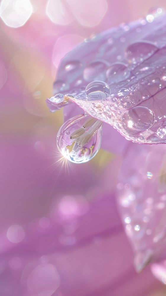 Water droplet on bellflower outdoors purple petal.