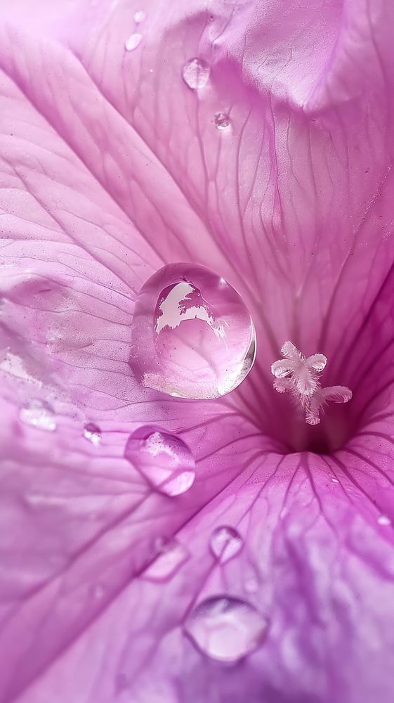 Water droplet on petunia flower jewelry purple.