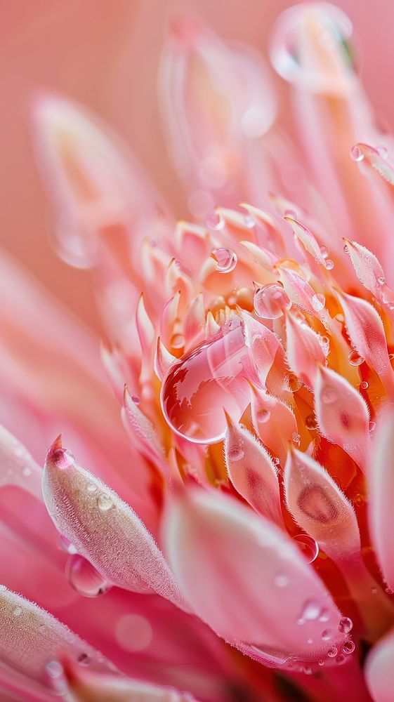 Water droplet on protea flower blossom petal.