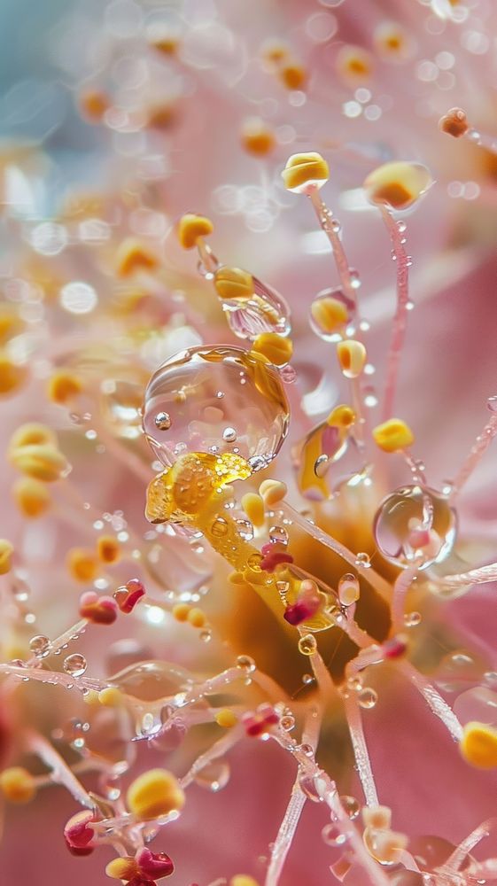 Water droplet on rowan flower blossom plant.