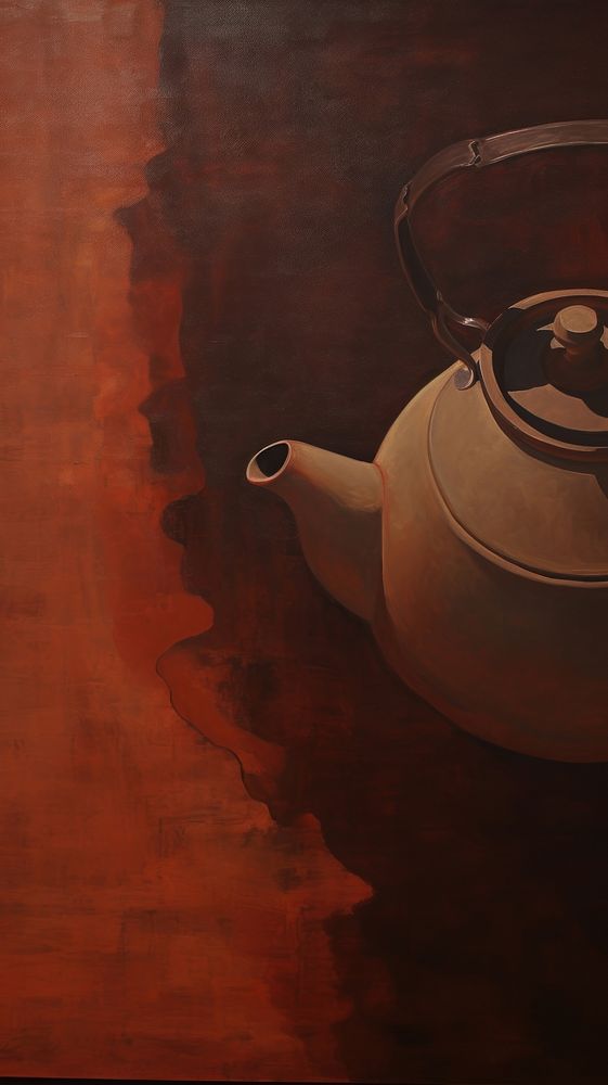 Acrylic paint of teapot art painting wood.