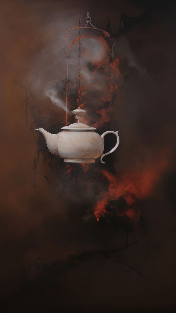 Acrylic paint of teapot art chandelier tableware.