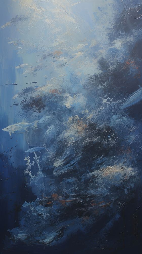 Acrylic paint of underwater world painting nature art.