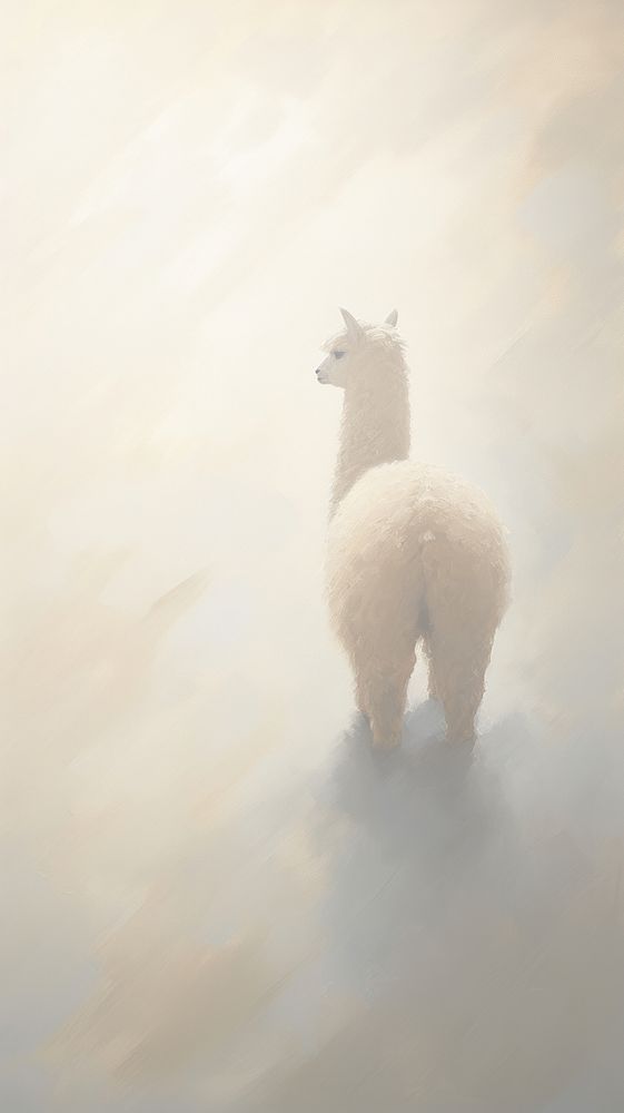 Acrylic paint of alpaca livestock outdoors animal.