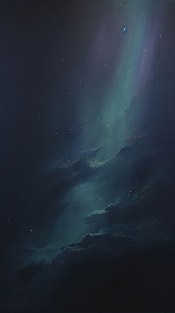 Acrylic paint of aurora nature night sky.