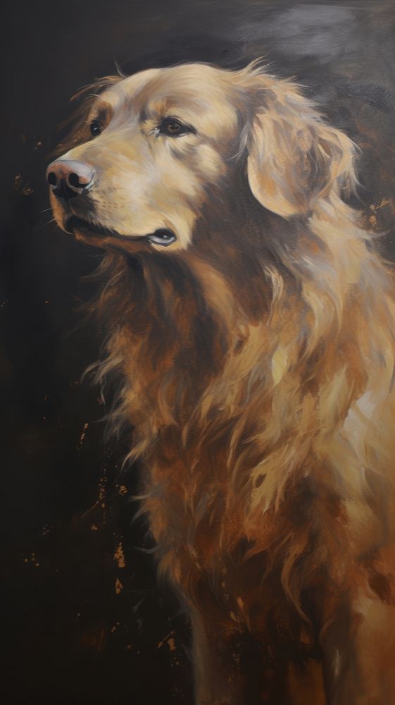 Acrylic paint of golden retriever art painting mammal.