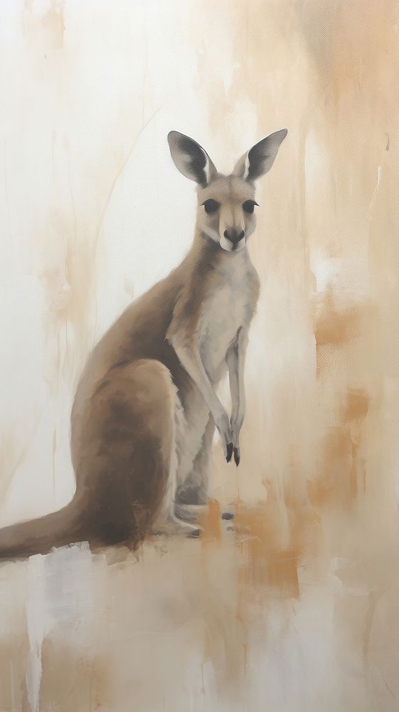 Acrylic paint of kangaroo wallaby animal mammal.