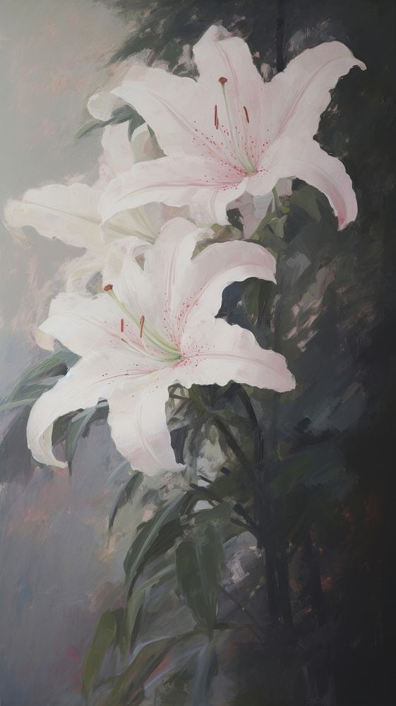 Acrylic paint of lily art painting flower.