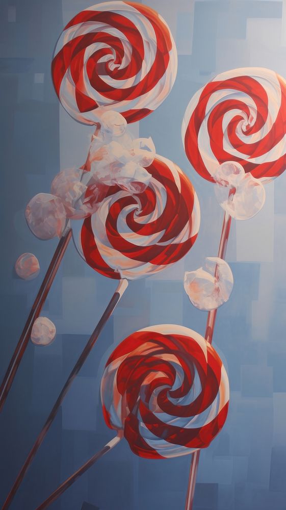 Acrylic paint of lollipops candy food confectionery.