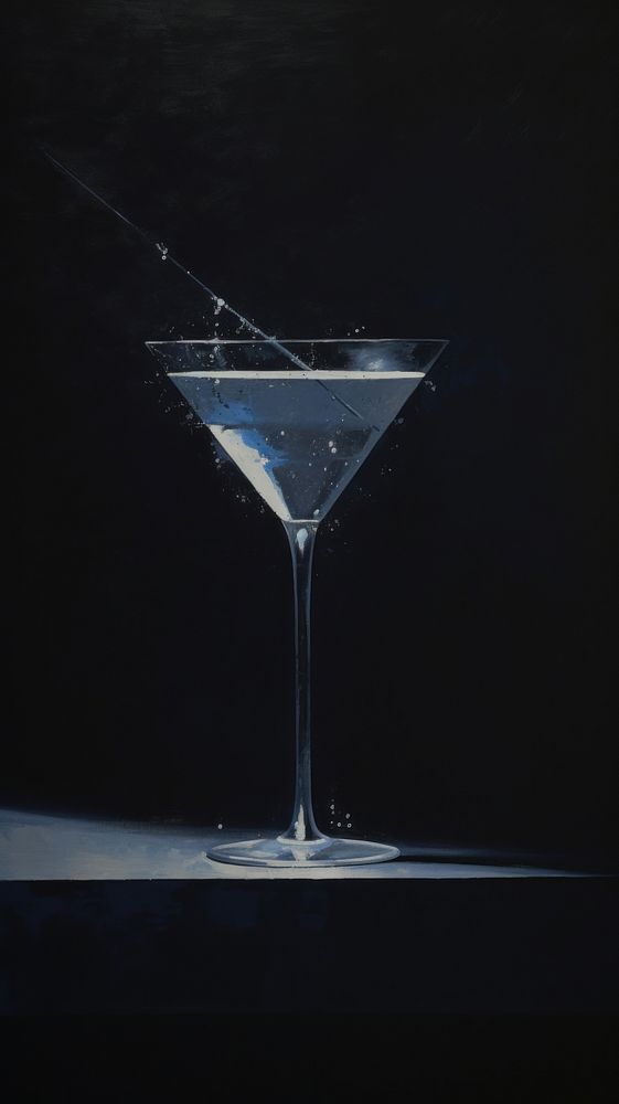 Acrylic paint of martini cocktail glass drink.