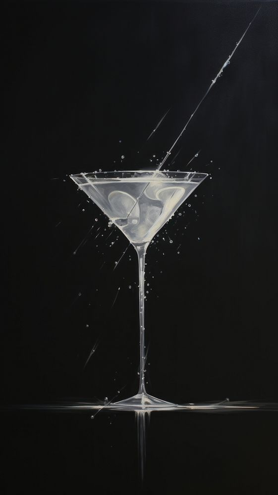 Acrylic paint of martini cocktail drink glass.