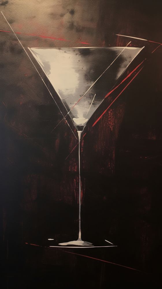 Acrylic paint of martini cocktail drink glass.