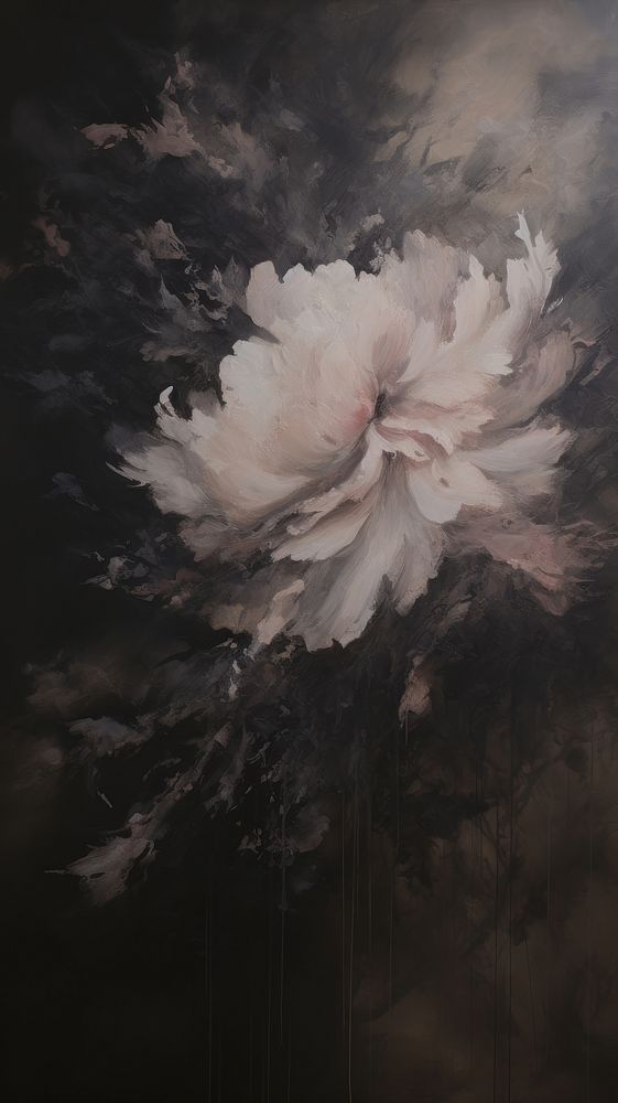 Acrylic paint of peony art painting flower.