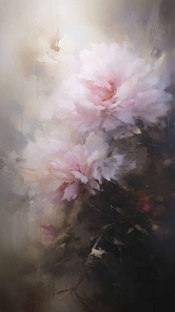 Acrylic paint of peony painting blossom flower.