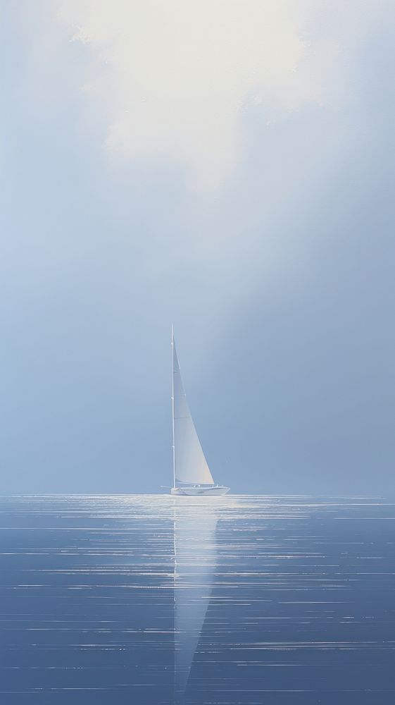 Acrylic paint of sailboat watercraft outdoors horizon.