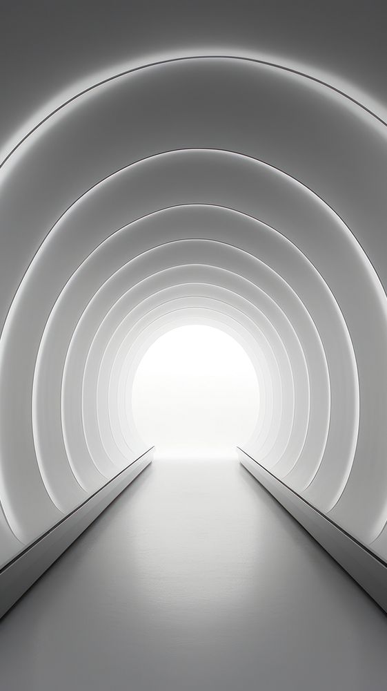 Grey tone wallpaper tunnel architecture illuminated futuristic.