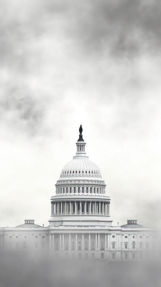 Grey tone wallpaper washington DC architecture building landmark.