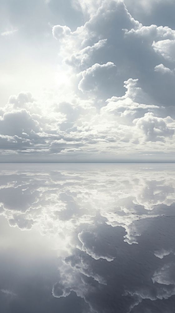 Grey tone wallpaper cloud landscape reflection outdoors horizon.