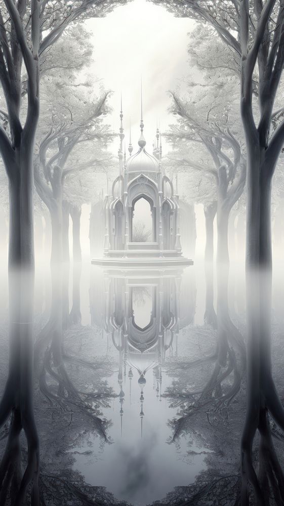 Grey tone wallpaper fog reflection outdoors surreal.